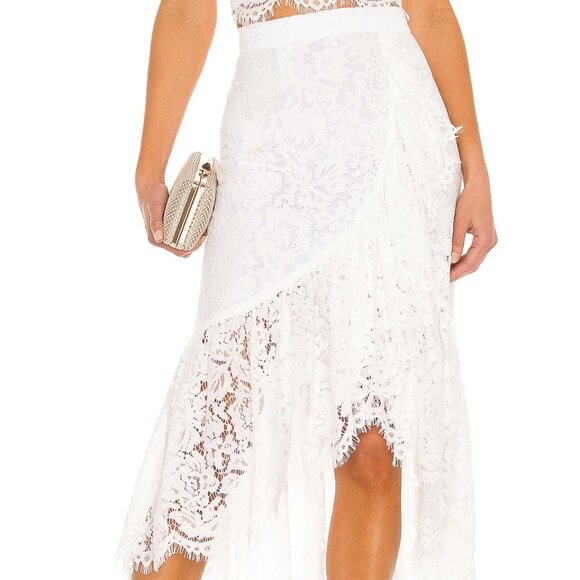 Just Bee Queen Carmella White Lace Midi Skirt - Size Large - Picture 10 of 10